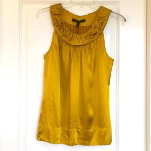 BCBG gold woven silk top